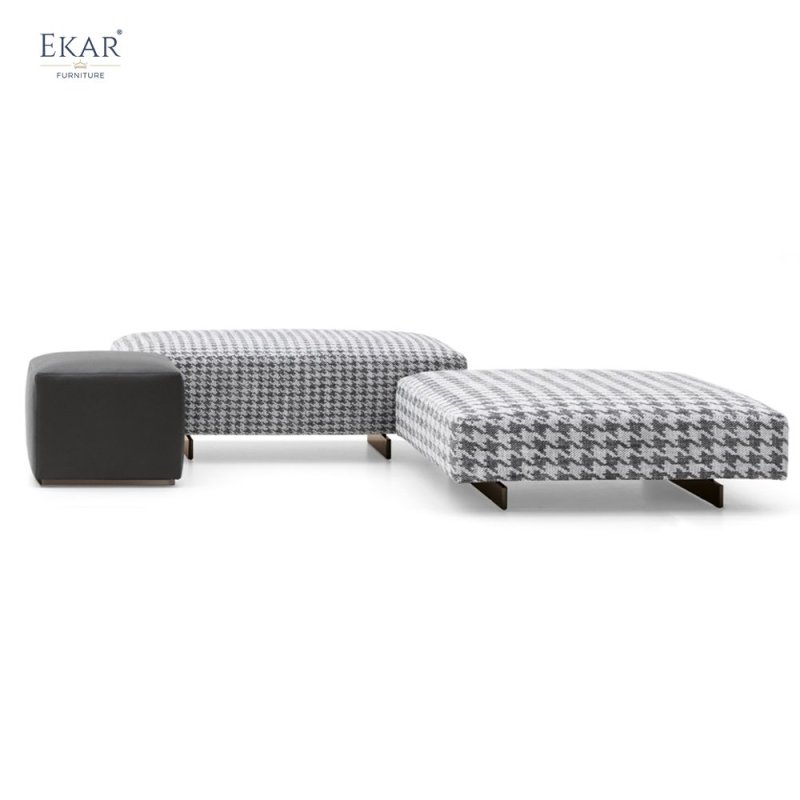 Checkered Square Ottoman