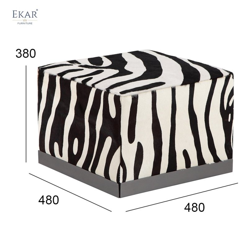 Zebra Fur Square Stool