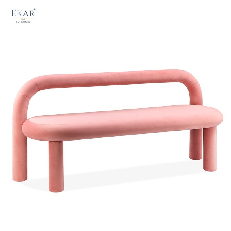 Metal Frame Elastic Leather Bench