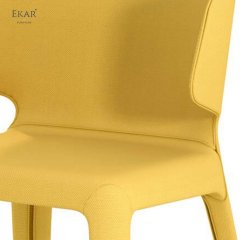 Contoured Cotton Upholstered Armrest Dining Chair