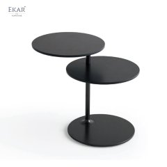 Sleek Matte Black Sparkle Painted Solid Steel Corner Table