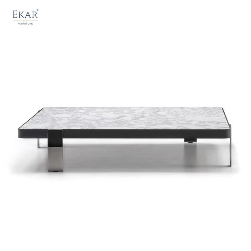 Solid Steel Coffee Table with Glossy Black Gunmetal Finish and Detachable Legs