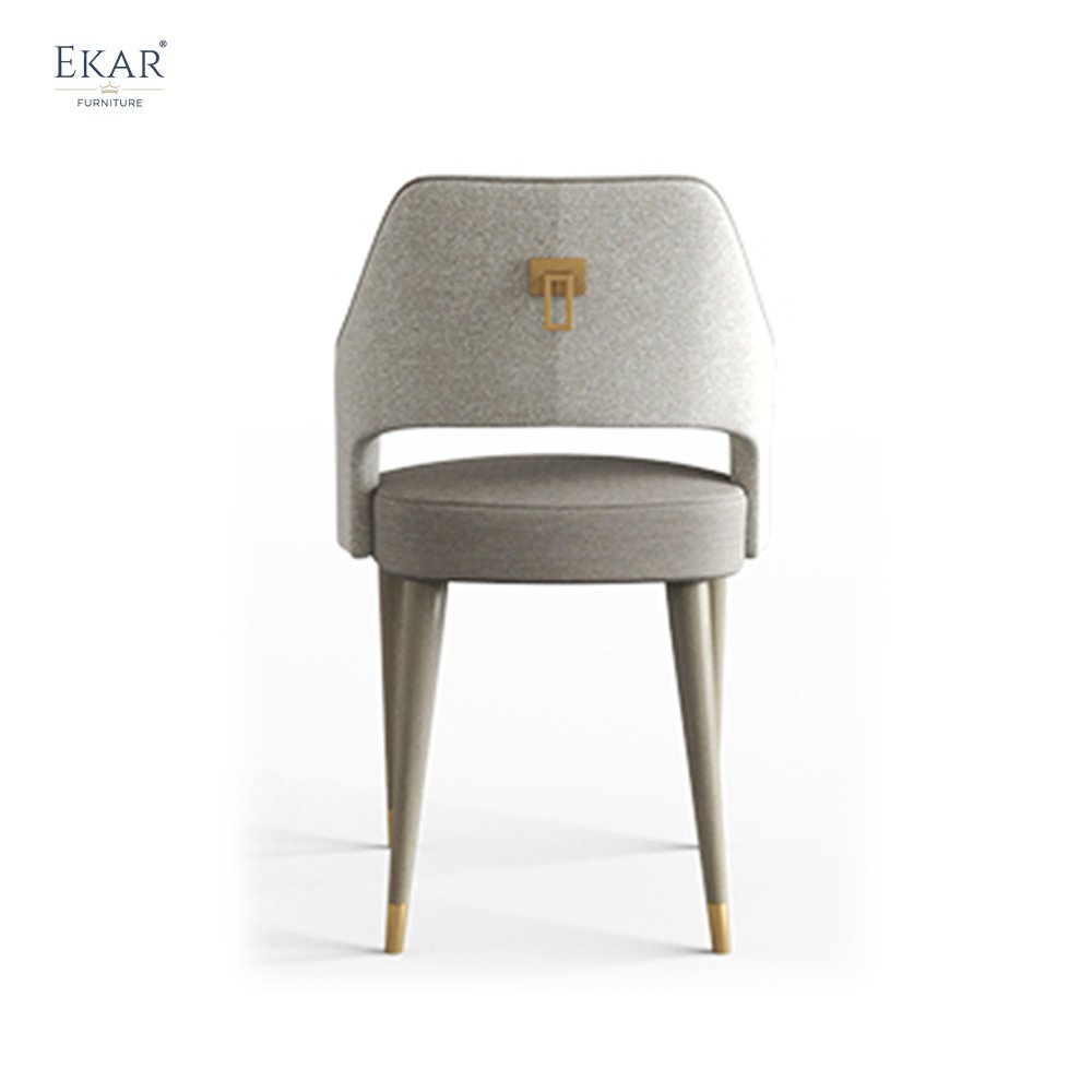 Imported White Wax Wood Dining Chair with Stainless Steel Champagne Gold Legs