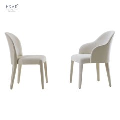 Metal Frame Dining Chair with White Wax Wood Legs