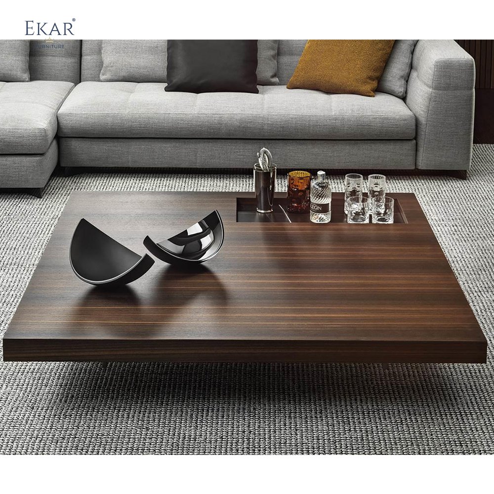 Embedded Tray + Detachable Legs Square Coffee Table