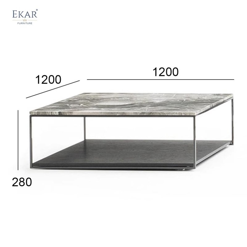 Solid 10mm Carbon Steel Frame Square Coffee Table