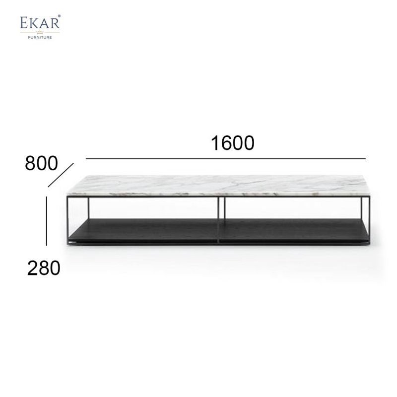 Solid 10mm Carbon Steel Frame Square Coffee Table