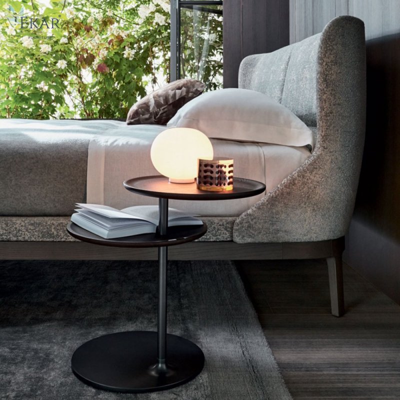 Sleek Matte Black Sparkle Painted Solid Steel Corner Table