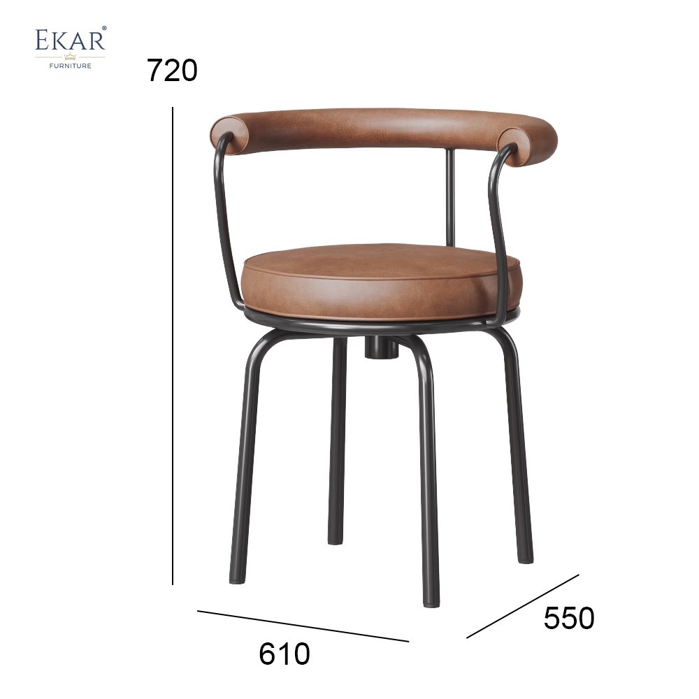 Metal Frame Swivel Dining Chair with High-Density Foam