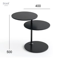 Sleek Matte Black Sparkle Painted Solid Steel Corner Table