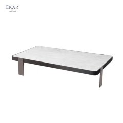 Solid Steel Coffee Table with Glossy Black Gunmetal Finish and Detachable Legs