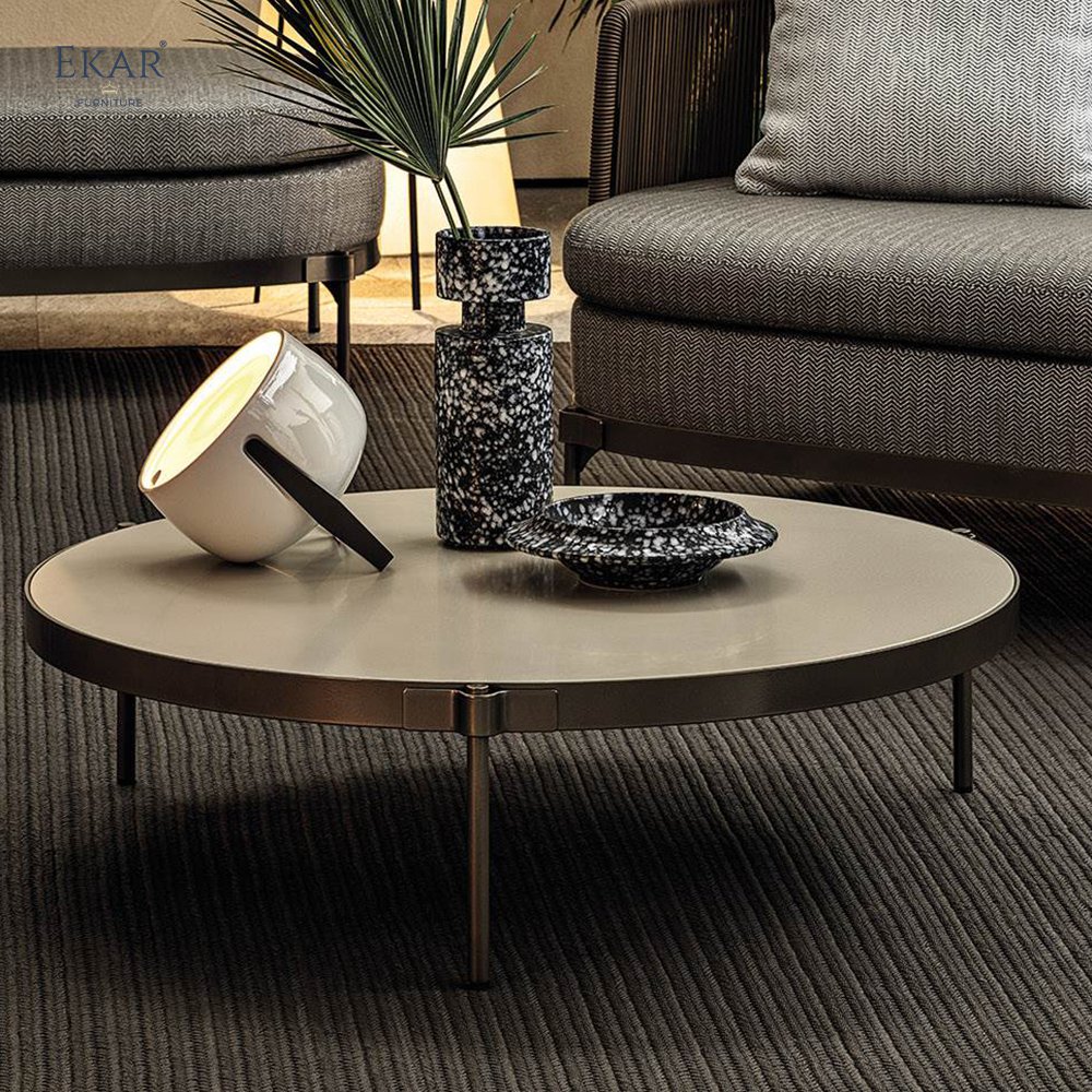 Stainless Steel Brushed Gunmetal Finish Coffee Table Set