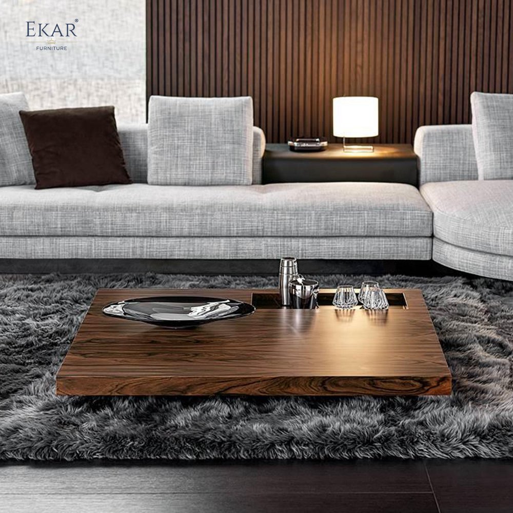 Embedded Tray + Detachable Legs Square Coffee Table