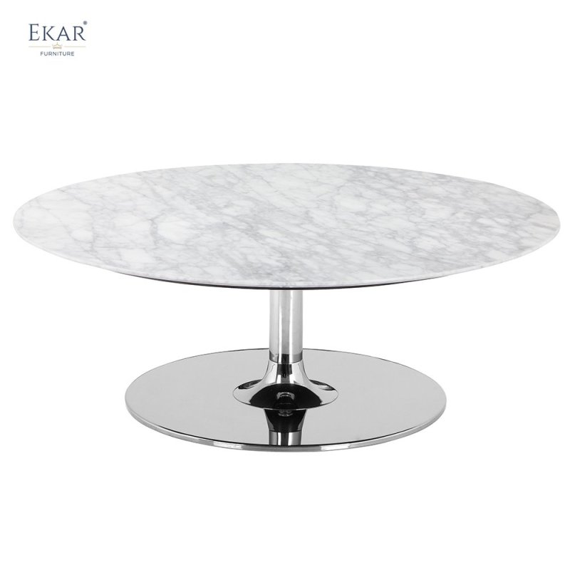 Polished Stainless Steel Spiral Coffee Table with Solid Steel Base