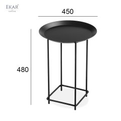 Black and White Matte Metal Baking Paint Round Corner Table