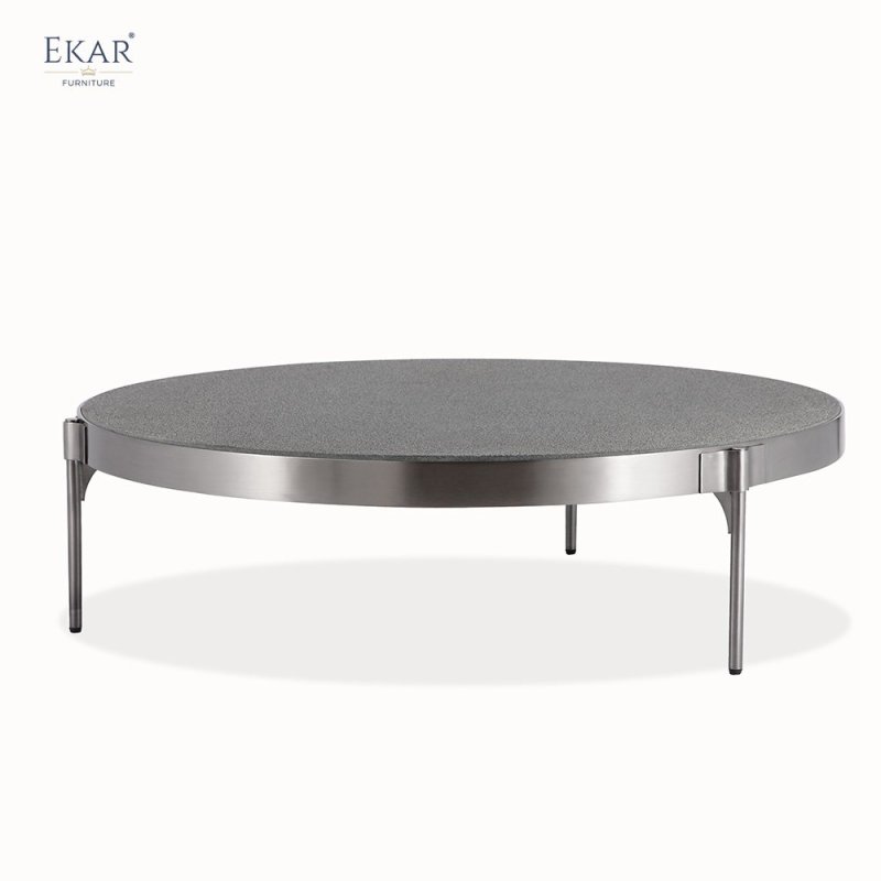 Stainless Steel Brushed Gunmetal Finish Coffee Table Set