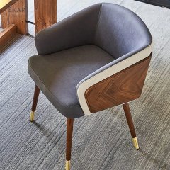 EKAR Chevron Wood Back Dining Chair | Modern Walnut & Leather Dining Chair | EKAR FURNITURE
