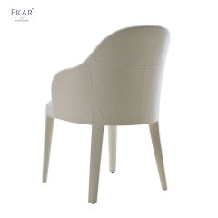 Metal Frame Dining Chair with White Wax Wood Legs