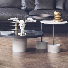 Sleek Matte Black Round Side Table with Sparkling Finish