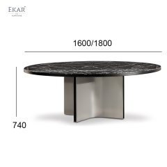 Matte Tabletop with Flange Ring and Facade Decorative Strip Dining Table