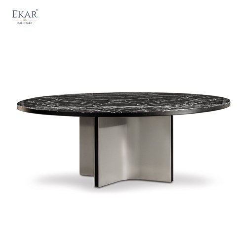 EKAR Arch Panel Base Oval Dining Table | Modern Minimalist Marble &amp; Stone Top Dining Table | EKAR FURNITURE