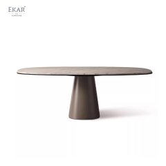 EKAR Cone Pedestal Oval Dining Table | Modern Minimalist Stone Top Dining Table | EKAR FURNITURE WHCD207