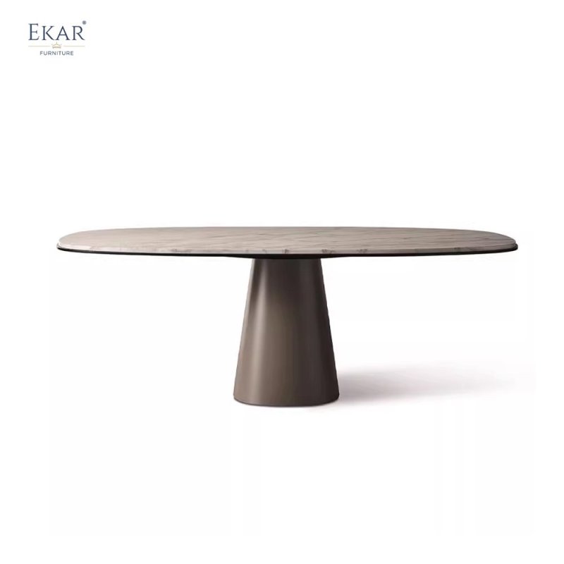 EKAR Cone Pedestal Oval Dining Table | Modern Minimalist Stone Top Dining Table | EKAR FURNITURE WHCD207
