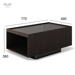 Deep Mocha Sandblasted Coffee Table with High-Carbon Steel Frame