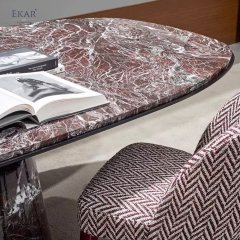 EKAR Cone Pedestal Oval Dining Table | Modern Minimalist Stone Top Dining Table | EKAR FURNITURE WHCD207