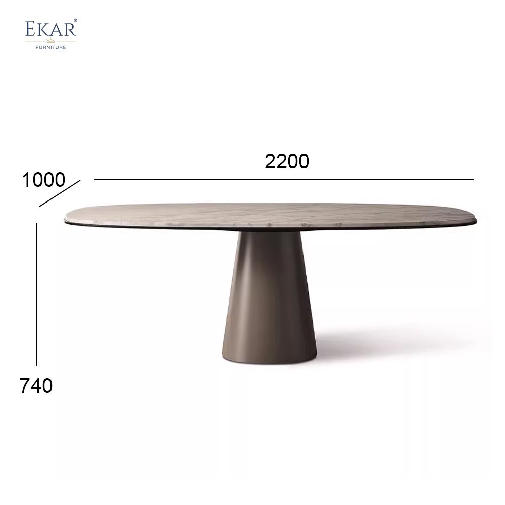 EKAR Cone Pedestal Oval Dining Table | Modern Minimalist Stone Top Dining Table | EKAR FURNITURE WHCD207