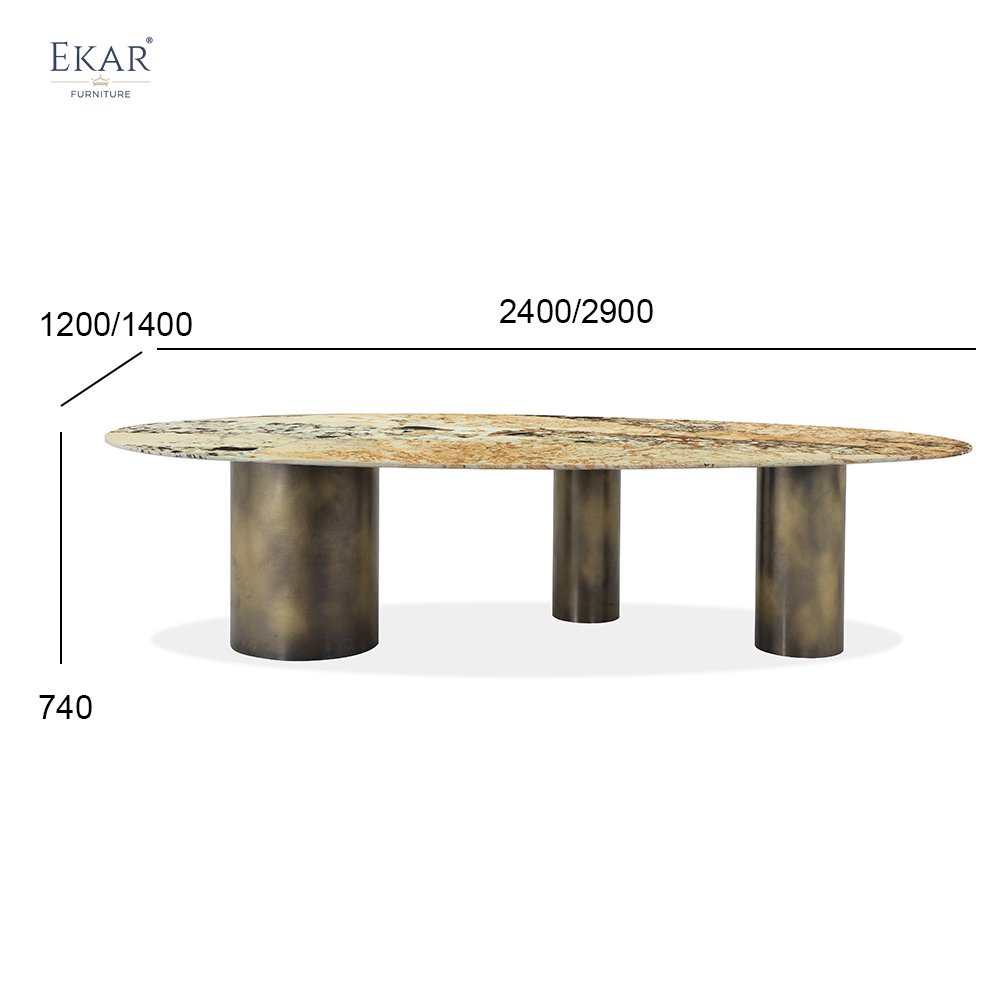 High Carbon Steel Egg-Shaped Dining Table with High-Temperature Paint Finish