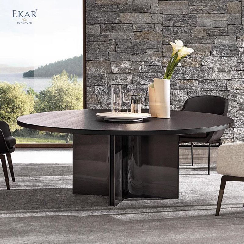 Matte Tabletop with Flange Ring and Facade Decorative Strip Dining Table