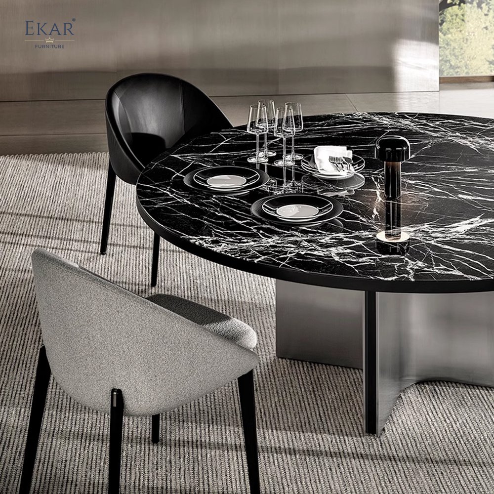 Matte Tabletop with Flange Ring and Facade Decorative Strip Dining Table