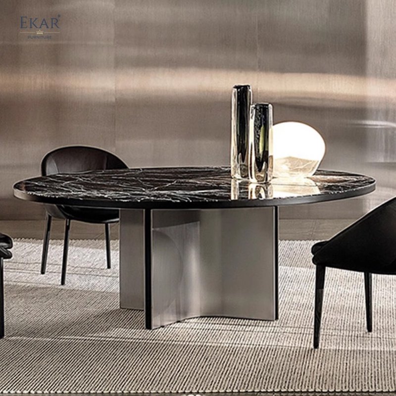 Matte Tabletop with Flange Ring and Facade Decorative Strip Dining Table