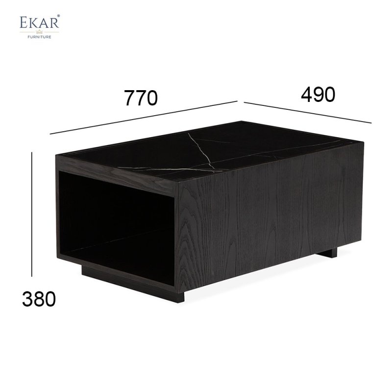 Solid Wood Multi-Layer Cabinet with Armrest Coffee Table