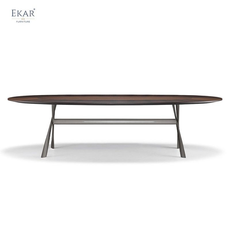 Iron Gray Baked Enamel Metal Base Dining Table