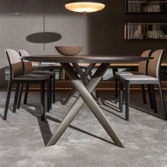 Iron Gray Baked Enamel Metal Base Dining Table