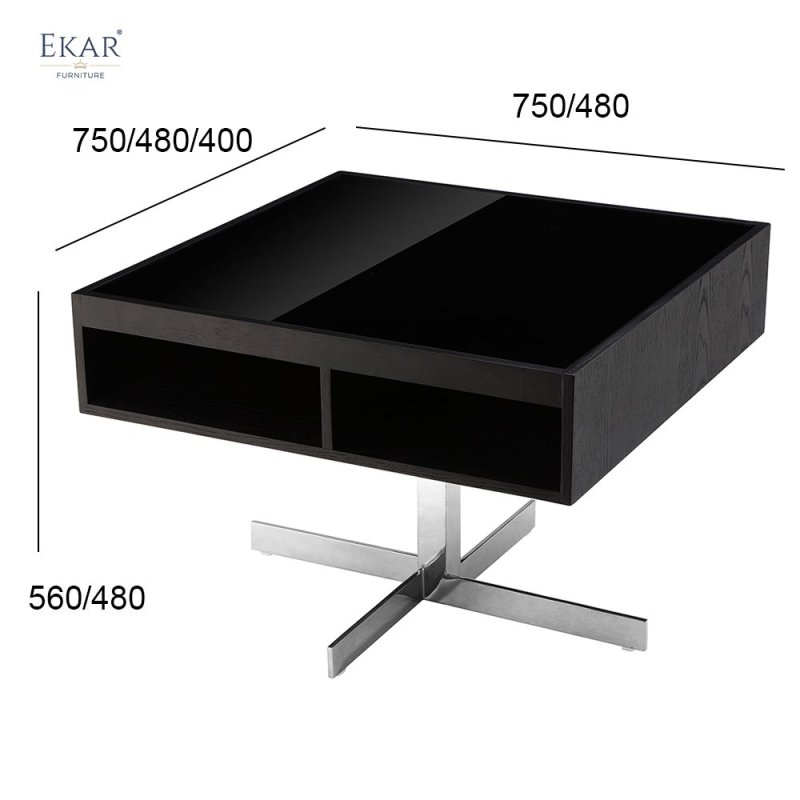 Solid Wood Multi-Layer Cabinet with Armrest Coffee Table