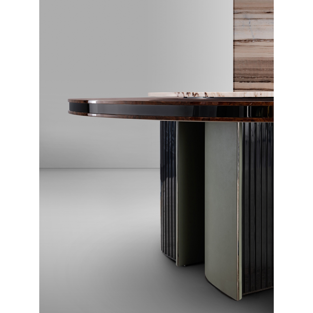 Modern Italian stainless steel base marble dining table