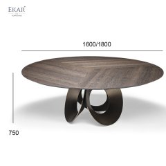 EKAR Loop Sculptural Base Round Dining Table | Modern Statement Marble & Glass Top Dining Table | EKAR FURNITURE