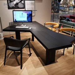 Modern Minimalist Solid Red Oak Wood Writing Desk for Home Office School Apartment Office Building Includes Metal Furniture