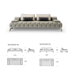 Modern design style leather sofa with metal legs