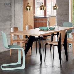 Metallic Painted Leg Dining Table with Detachable Structure