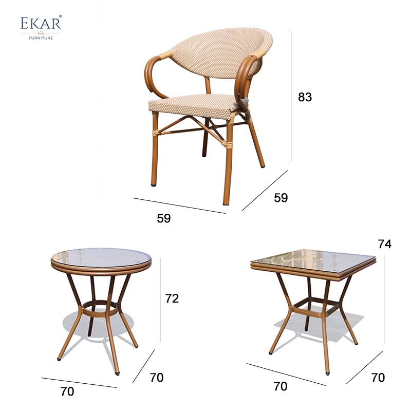 Weatherproof outdoor dining ensemble