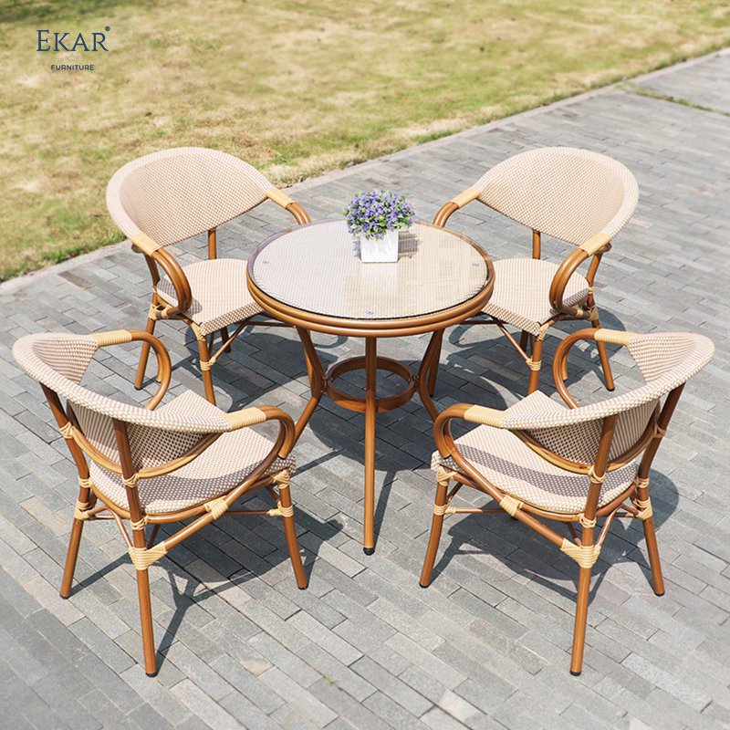 Weatherproof outdoor dining ensemble