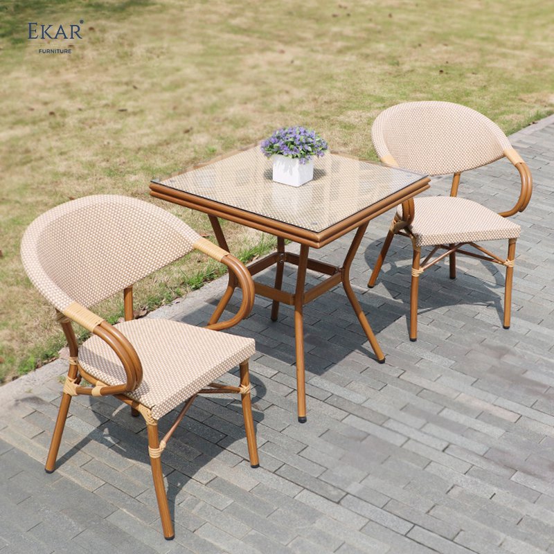 Weatherproof outdoor dining ensemble