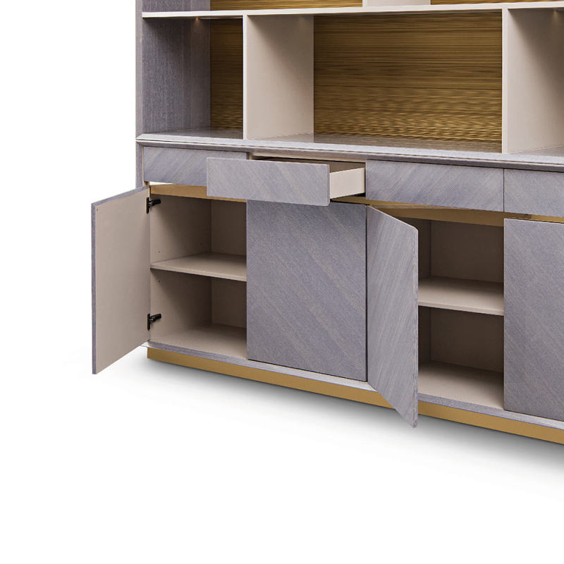 Wood veneer material design office furniture storage bookcase