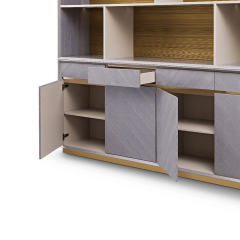 Wood veneer material design office furniture storage bookcase