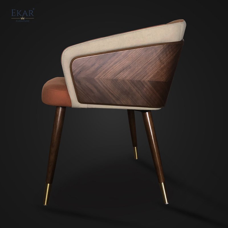 Bentwood Veneer and White Wax Wood-Leg Dining Chair