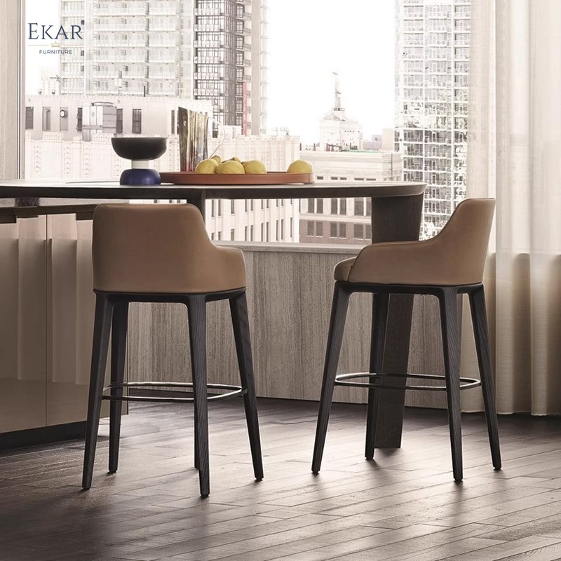 White Wax Wood and Linen Bar Stool - Stylish Seating for Your Home